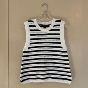 NWT French Connection Mozart Stripe Sleeveless Cotton Sweater Vest sz L